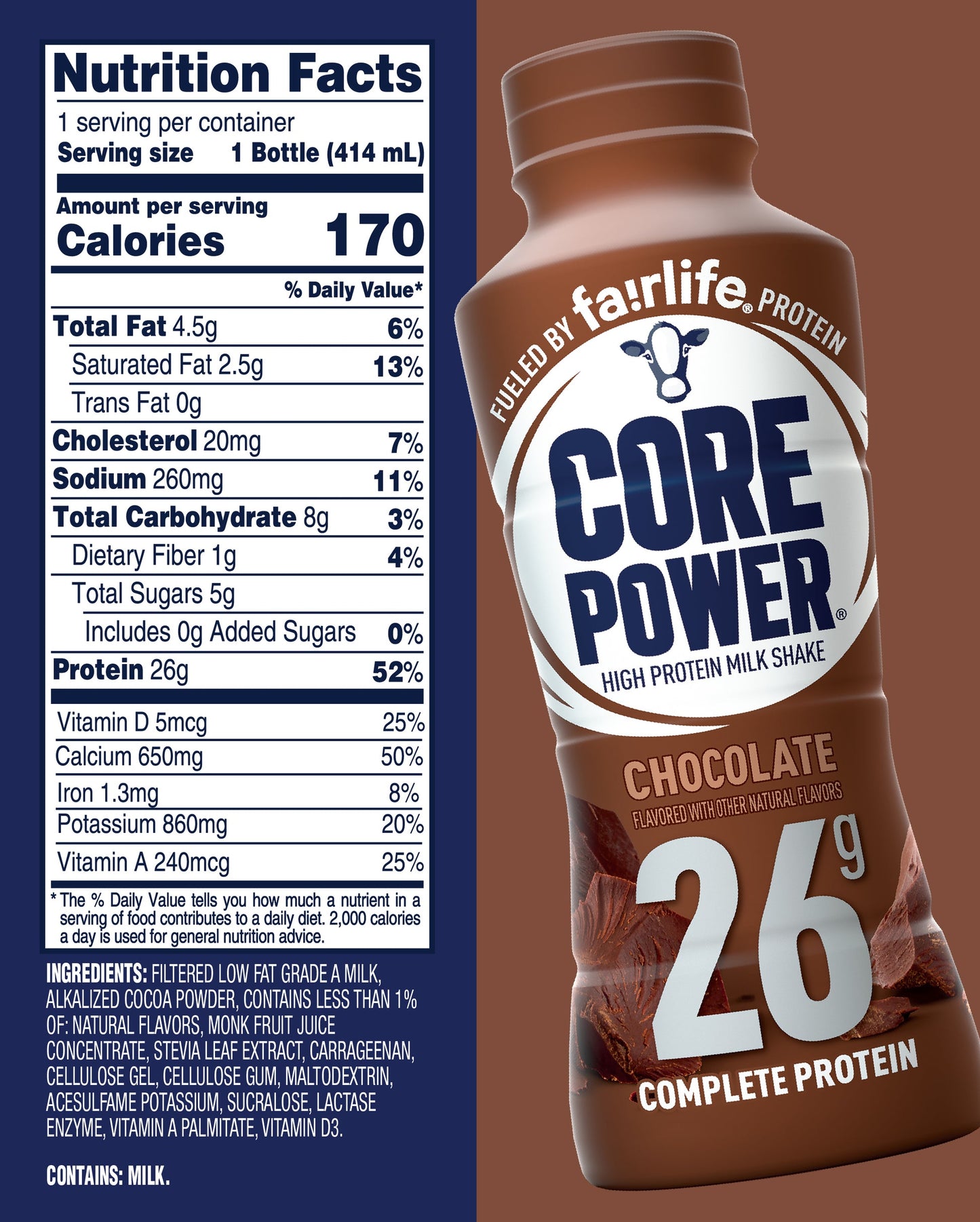 Core Power 26g Protein Shake – Chocolate | 14 Fl Oz Bottles (12-Pack) | High Protein Recovery Drink