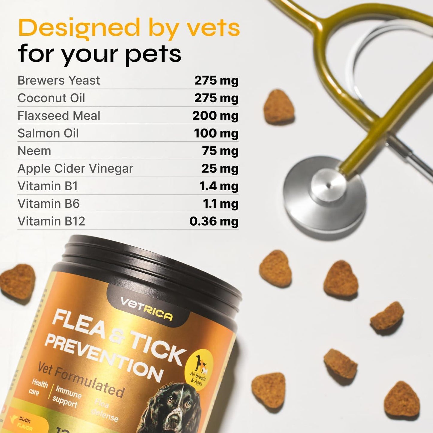 Flea and Tick Prevention for Dogs Flea Treatment Chews Immune Support Flea and Tick Chewables for Dogs Flea Tick Control Supplement All Breeds Ages Vet Formulated Soft Treats