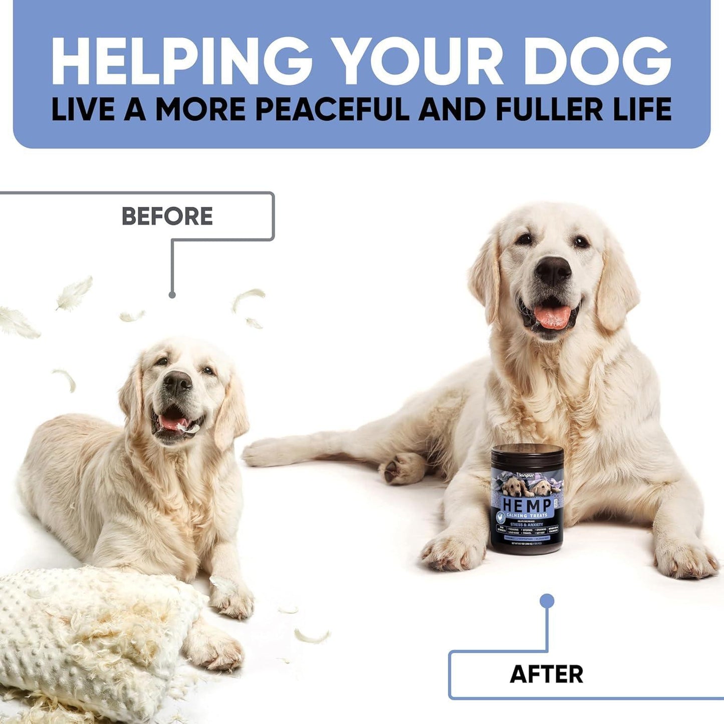 Natural Calming Chews for Dogs with Hemp Oil & Valerian Root Supports Relaxation During Fireworks Thunderstorms & Separation Hip & Joint Support Chicken Flavored Treats for All Breeds