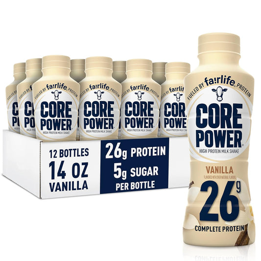 Core Power Protein Shake Vanilla – 26g High-Protein Recovery Drink, 14oz Bottles (Pack of 12)