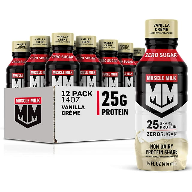 Muscle Milk Genuine Protein Shake - Vanilla Crème, 25g Protein, 14 Fl Oz (12 Pack) | Post-Workout Recovery & Muscle Support