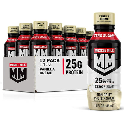 Muscle Milk Genuine Protein Shake - Vanilla Crème, 25g Protein, 14 Fl Oz (12 Pack) | Post-Workout Recovery & Muscle Support
