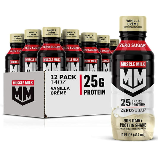 Muscle Milk Genuine Protein Shake - Vanilla Crème, 25g Protein, 14 Fl Oz (12 Pack) | Post-Workout Recovery & Muscle Support