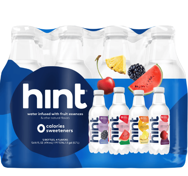 Hint Flavored Bottled Water, 4-Flavor Blue Variety Pack - Purified Water Beverages with Zero Calories, Natural Flavors, and Sugar Free - 16 Fl Oz (Pack of 12)