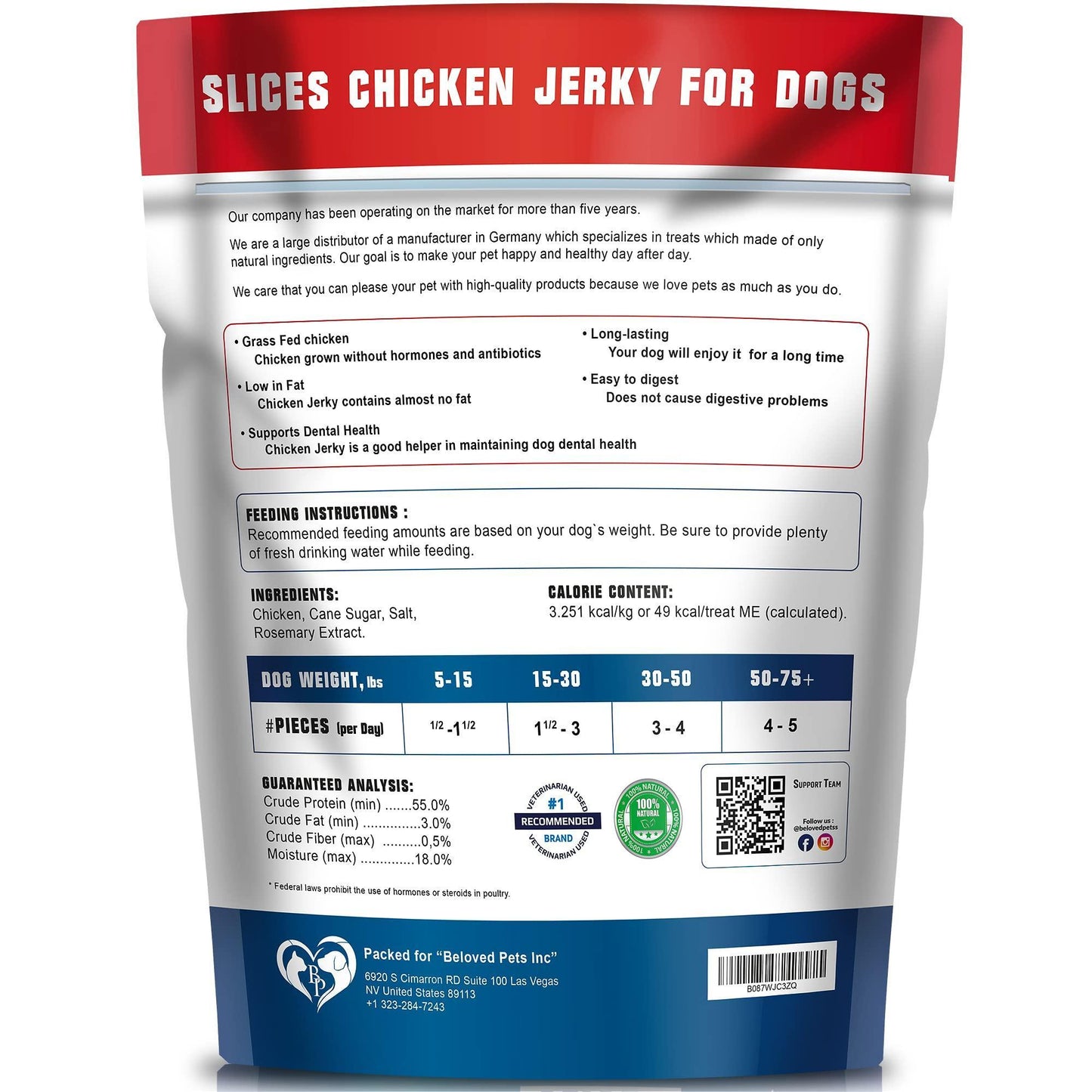 Chicken Jerky Dog Treats – 1.5 lb Grain-Free, Organic, High-Protein Chews