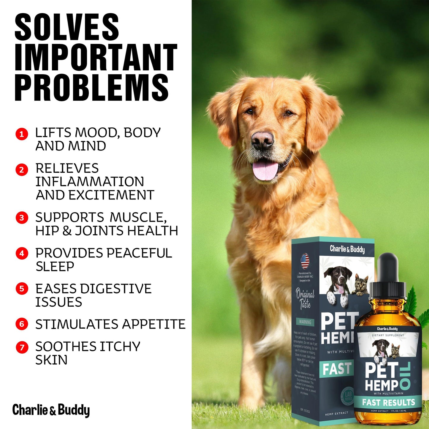 Calming Hemp Oil for Dogs & Cats – Anxiety, Pain, Arthritis, Seizure & Joint Relief – Natural Pet Supplement