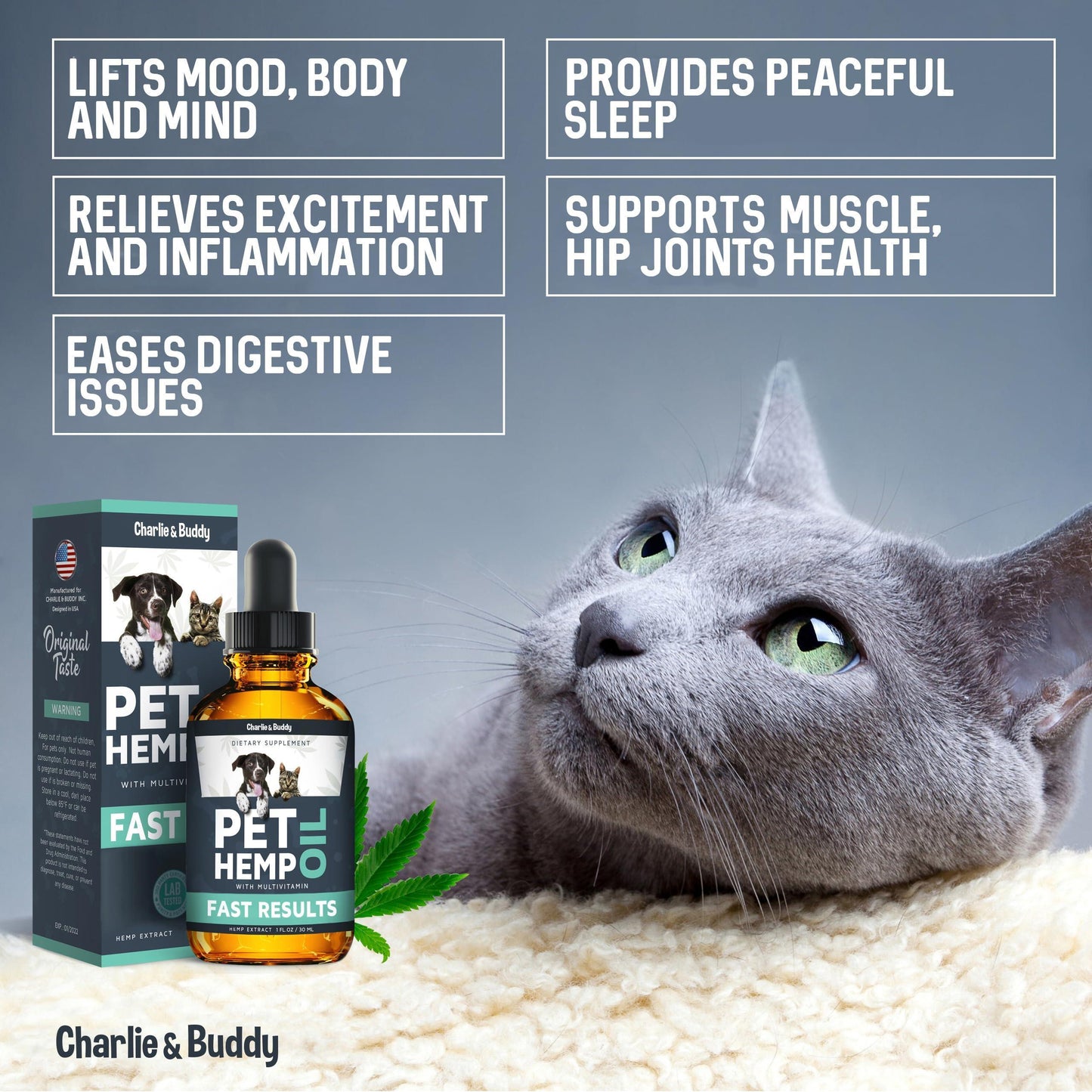 Calming Hemp Oil for Dogs & Cats – Anxiety, Pain, Arthritis, Seizure & Joint Relief – Natural Pet Supplement