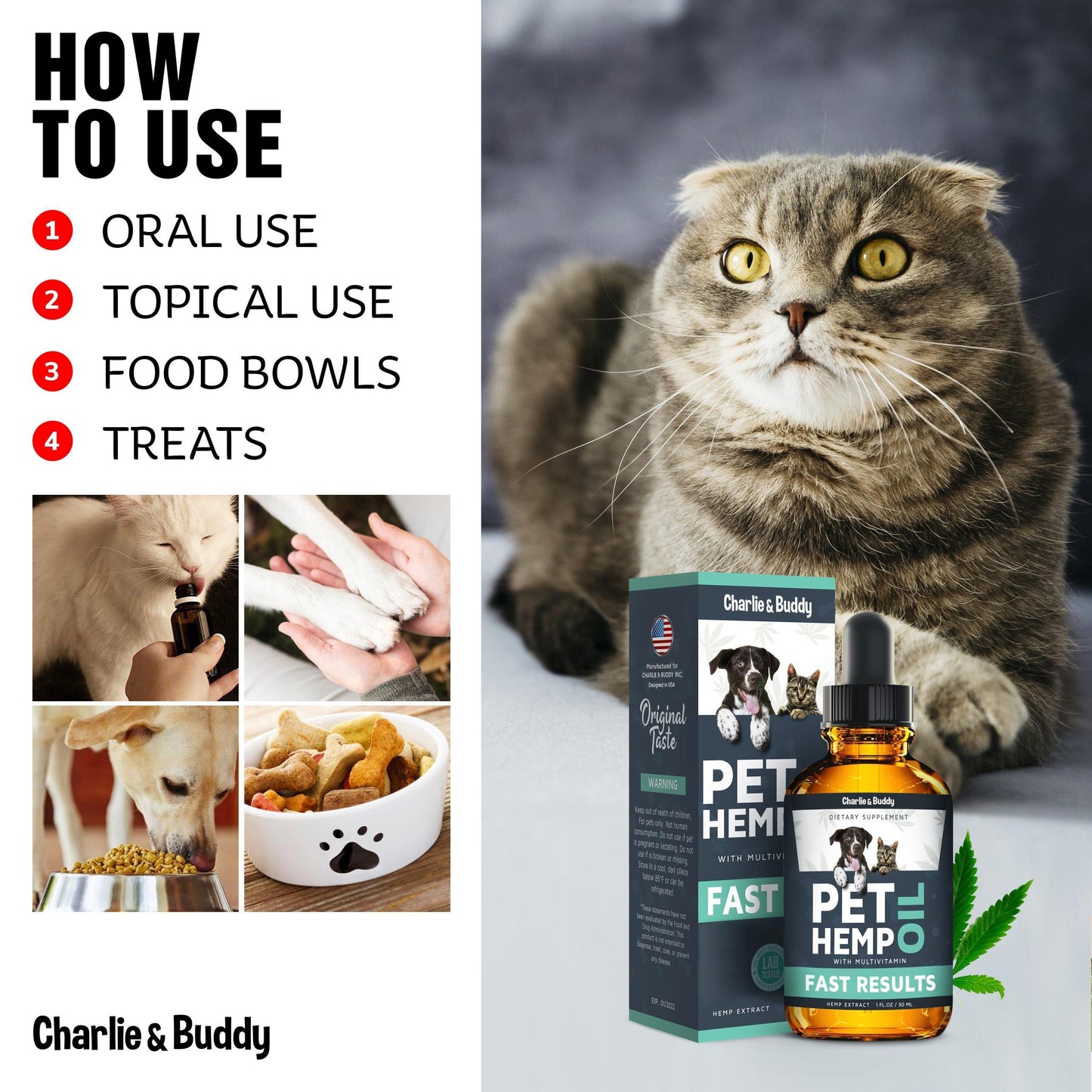 Calming Hemp Oil for Dogs & Cats – Anxiety, Pain, Arthritis, Seizure & Joint Relief – Natural Pet Supplement